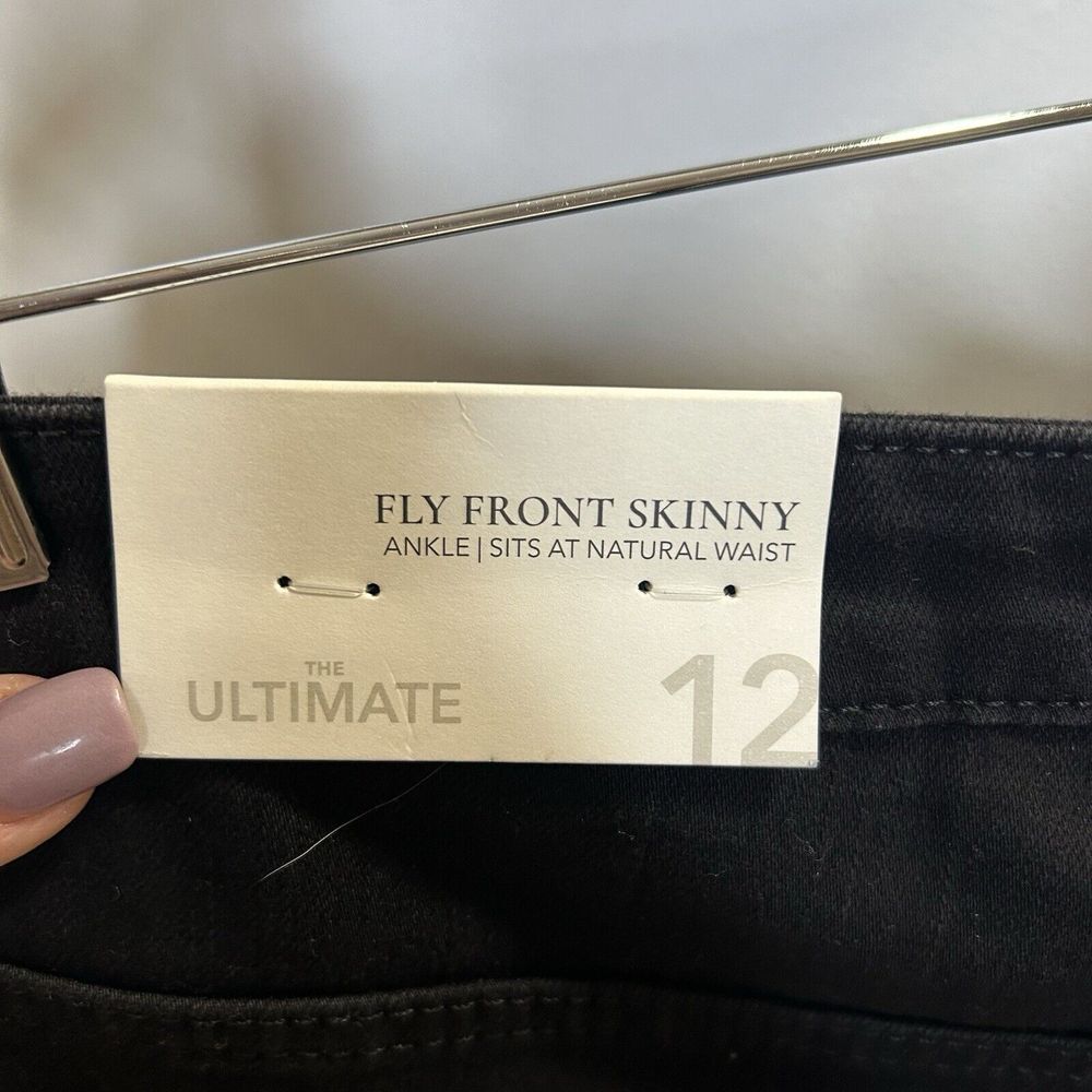 NWT Soft Surroundings Jeans Size 12 Black Fly Front Skinny Ankle Natural Waist - Picture 14 of 15